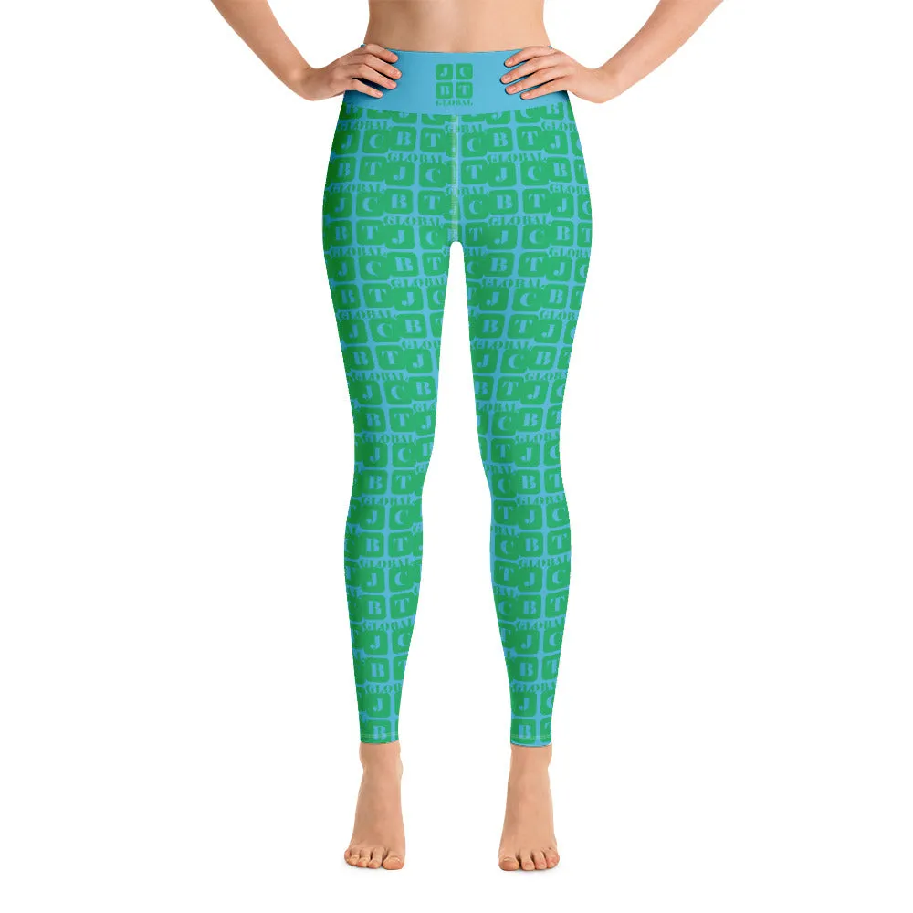 Yoga Leggings "2021-0421 Baby Blue (Green Logo)"