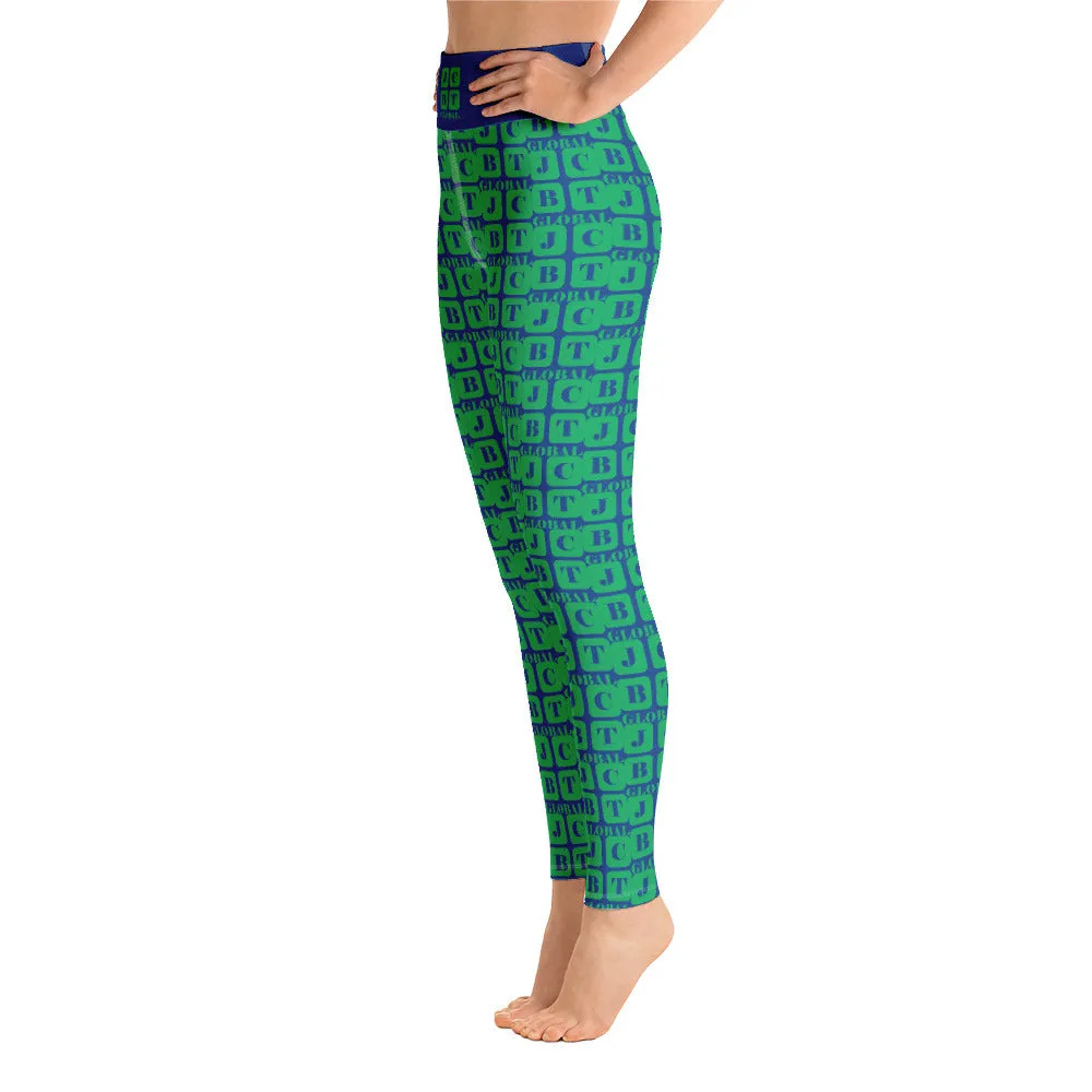 Yoga Leggings "2021-0431 Blue (Green Logo)"