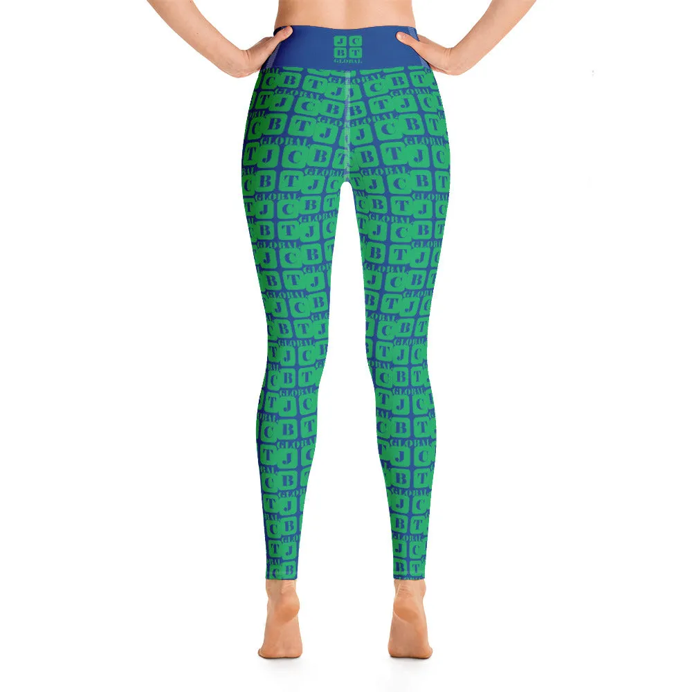 Yoga Leggings "2021-0431 Blue (Green Logo)"