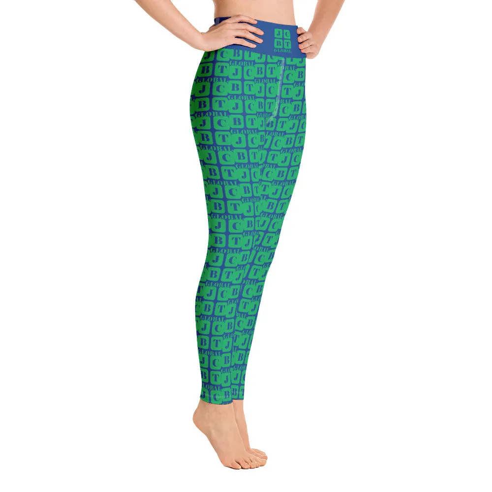 Yoga Leggings "2021-0431 Blue (Green Logo)"