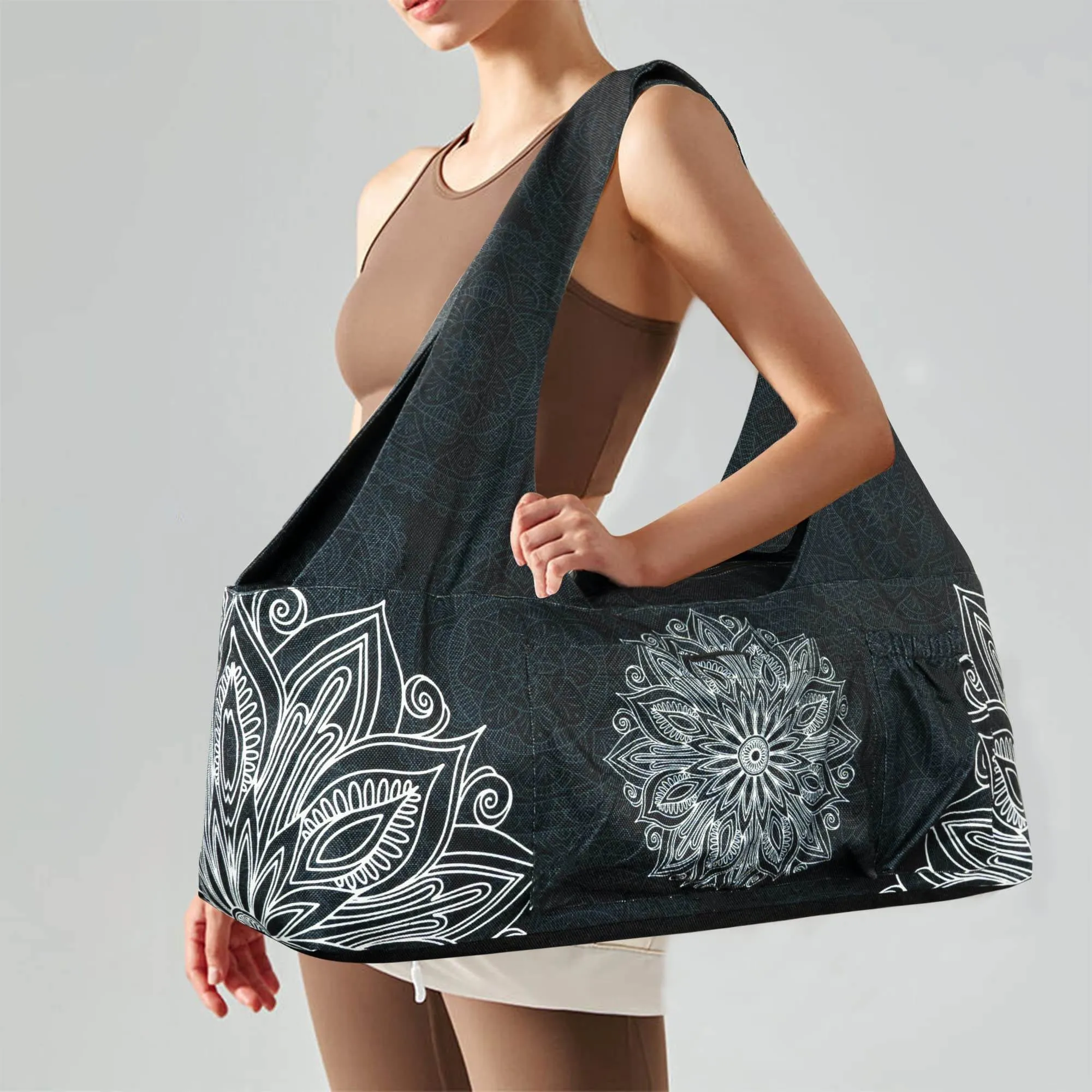 Yoga Mat Bag - Large Yoga Bag with Yoga Mat Strap, Zipper and Pockets - Yoga Bags and Carriers Fits All Your Stuff - Yoga Mat Bags for Women Fits Most Size Mats