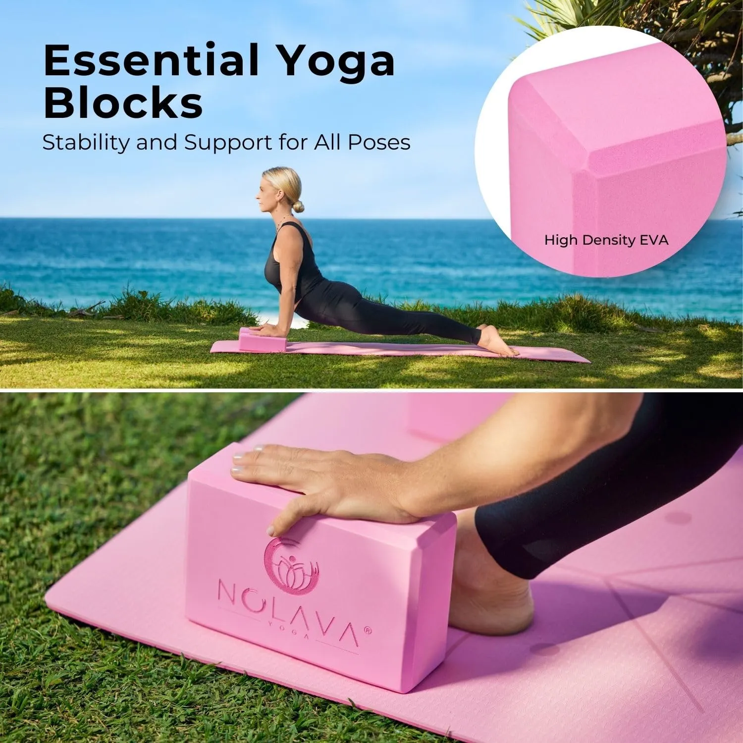 Yoga Mat Set - 6 Piece TPE Pink Yoga Mat - 72" x 24" Yoga Mat Yoga Knee Pad Cushion extra yoga accessorie,2 High Density EVA Yoga Blocks,1 Yoga Strap &1Yoga Mat Slap Band, yoga kit for home workout