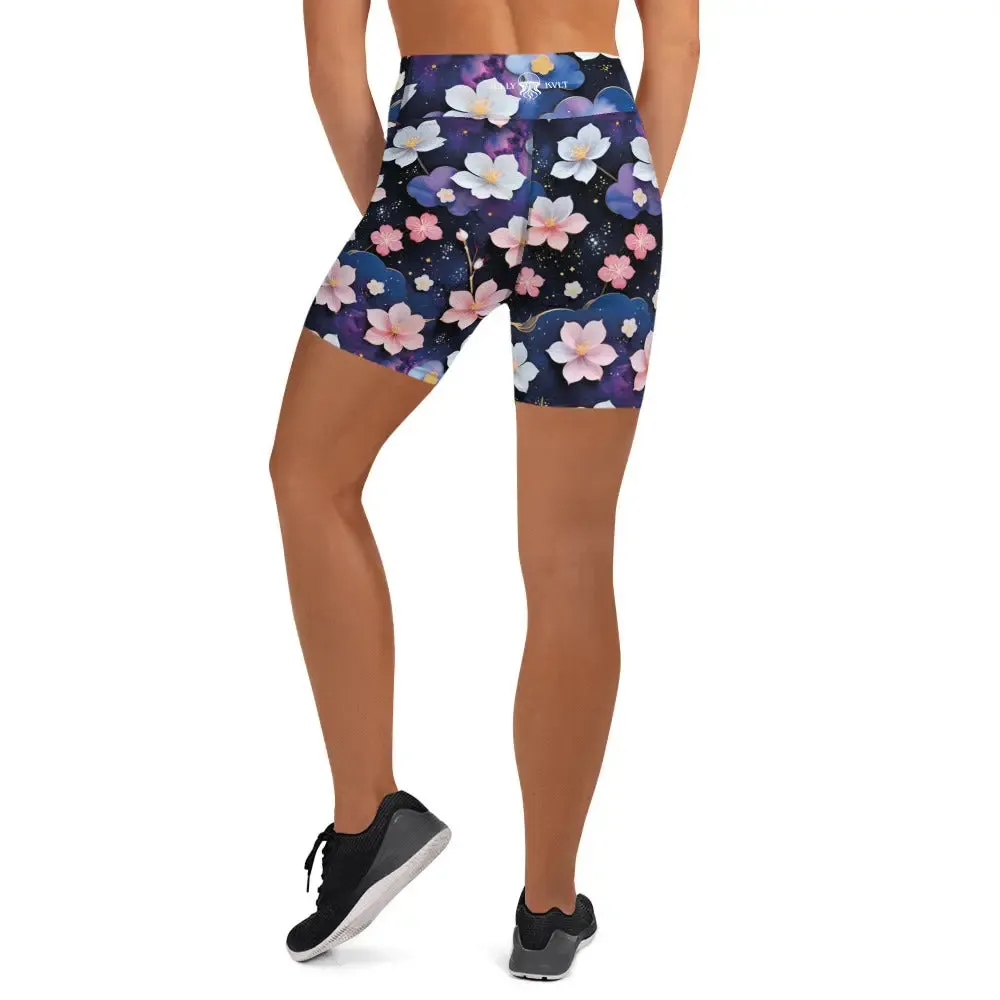 Yoga Shorts - Midnight Sakura
