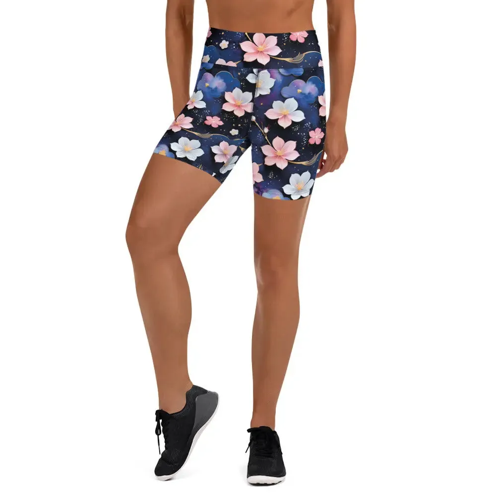 Yoga Shorts - Midnight Sakura
