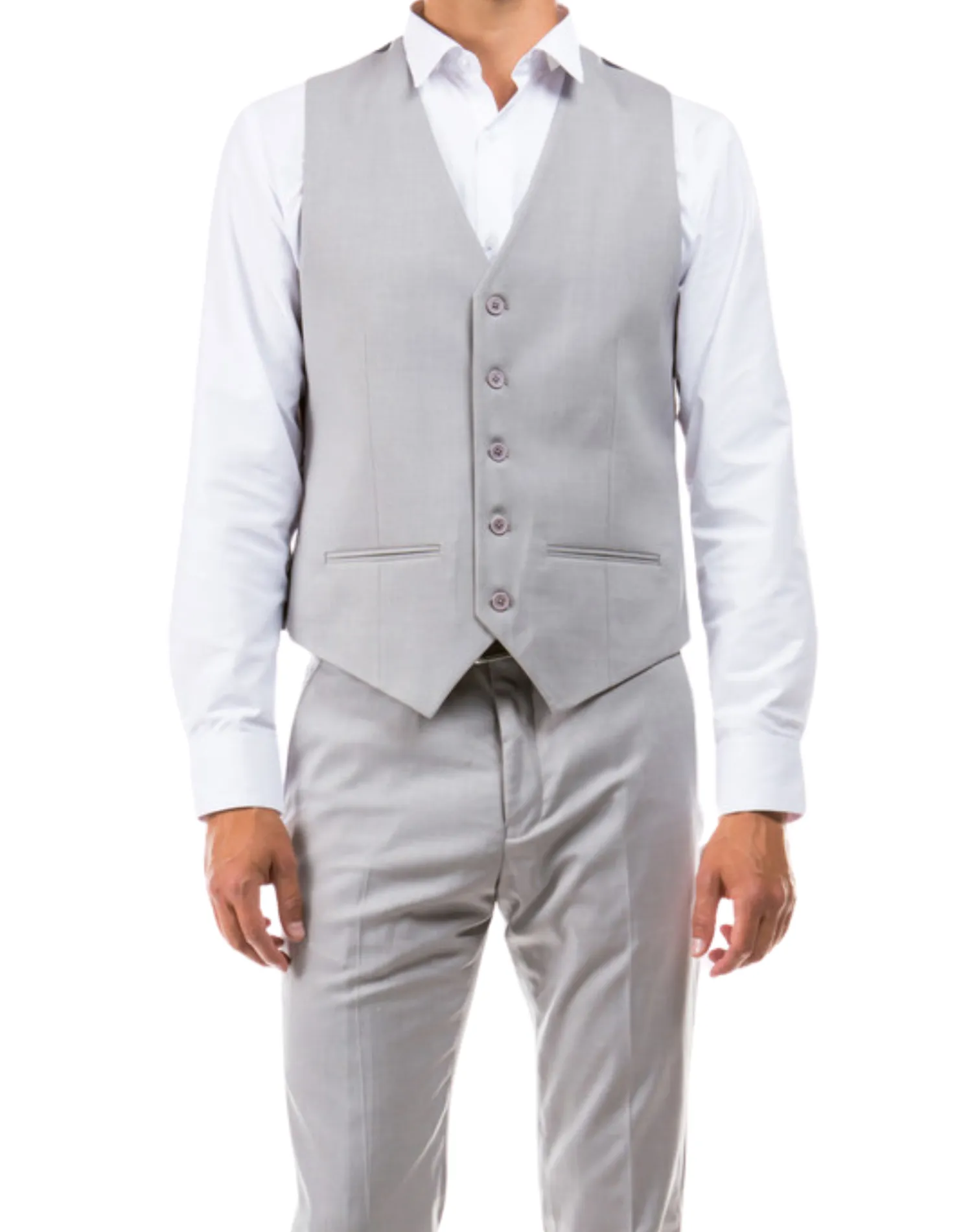 Zegarie Solid Modern Fit Vest - Light Gray